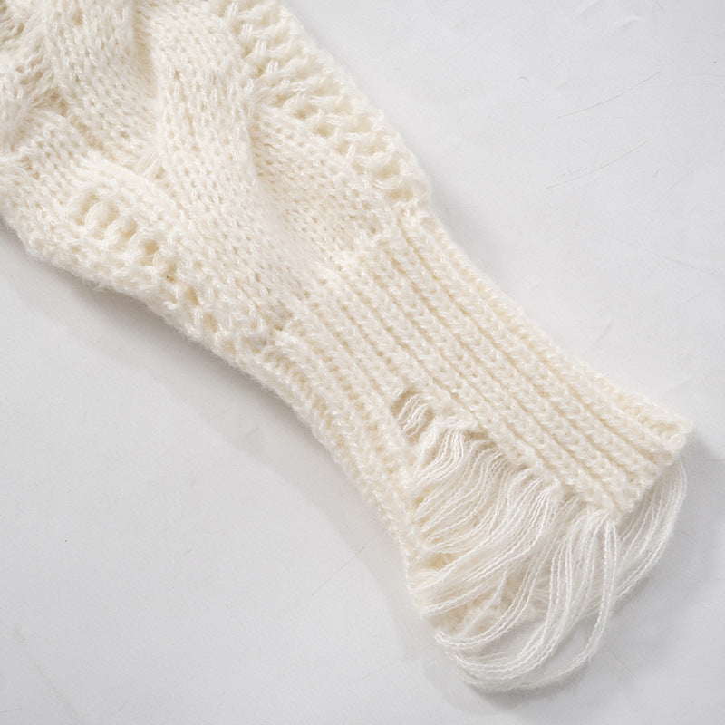 LADIES LONG SLEEVE SWEATER WHITE (SIZE S - L)