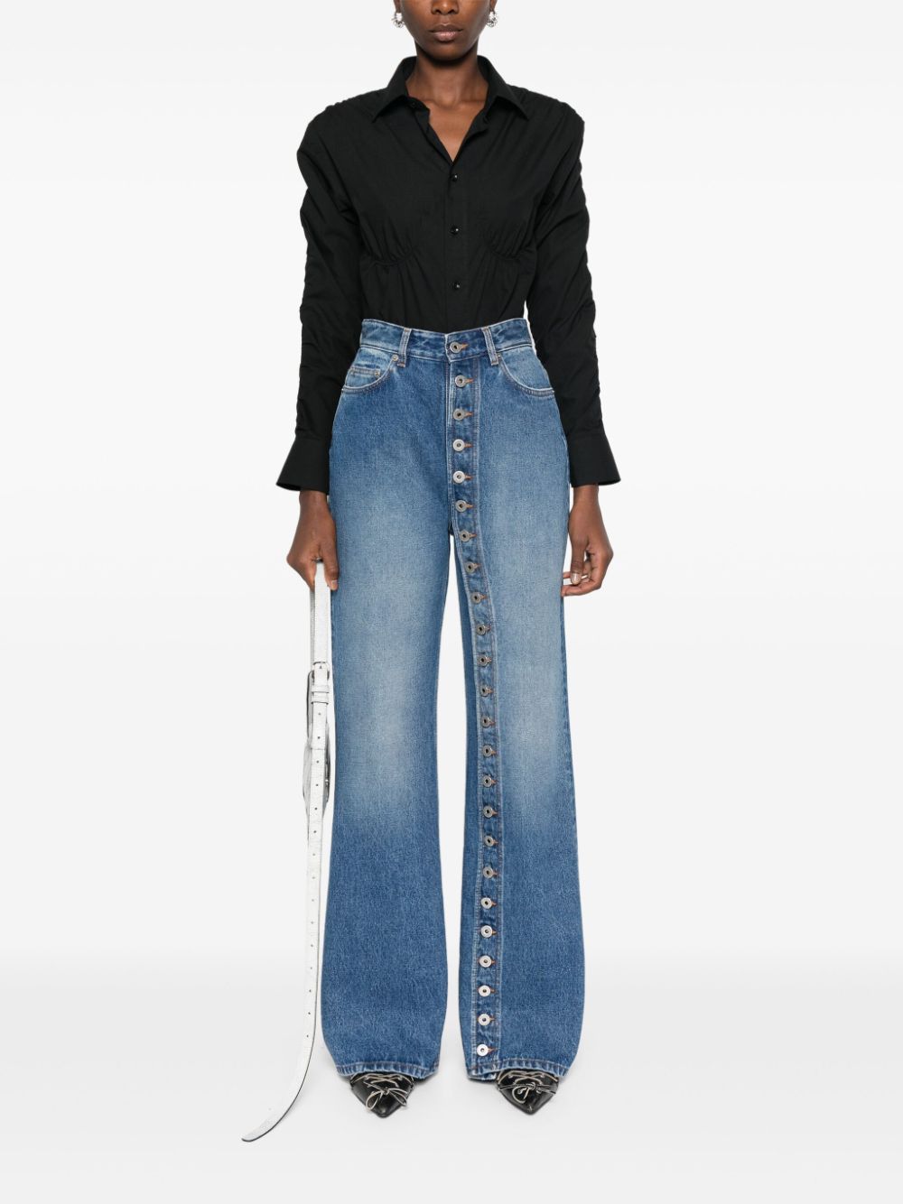 LADIES STRAIGHT LEG JEANS BLUE DENIM (SIZE S - 2XL)