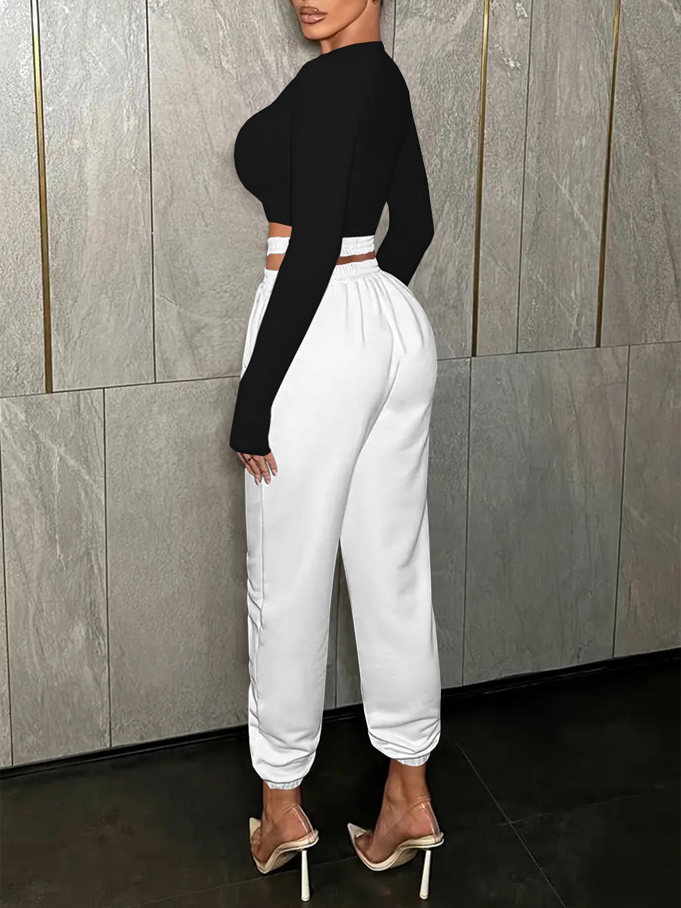 LADIES CASUAL PANTS BLACK / WHITE / GRAY / ORANGE (SIZE S - 2XL)
