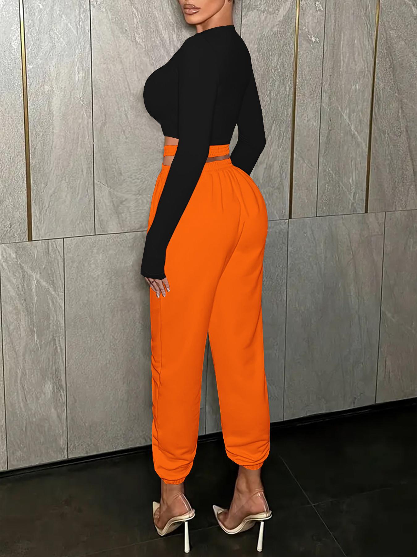 LADIES CASUAL PANTS BLACK / WHITE / GRAY / ORANGE (SIZE S - 2XL)