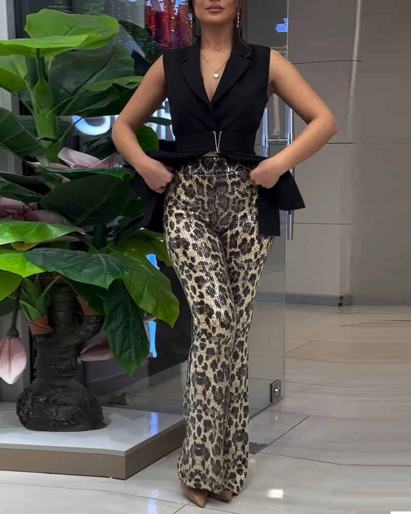 LADIES LEOPARD PRINT PANTS LEOPARD (SIZE S - XL)