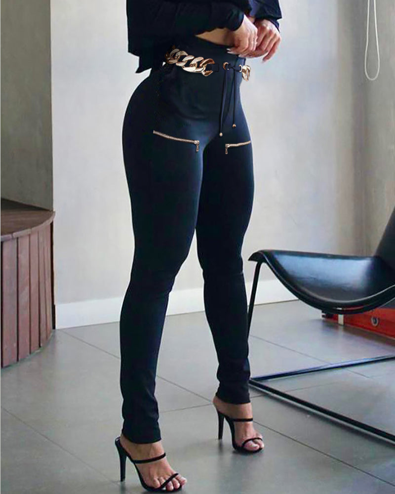 LADIES HIGH WAIST PANTS BLACK (SIZE S - XL)