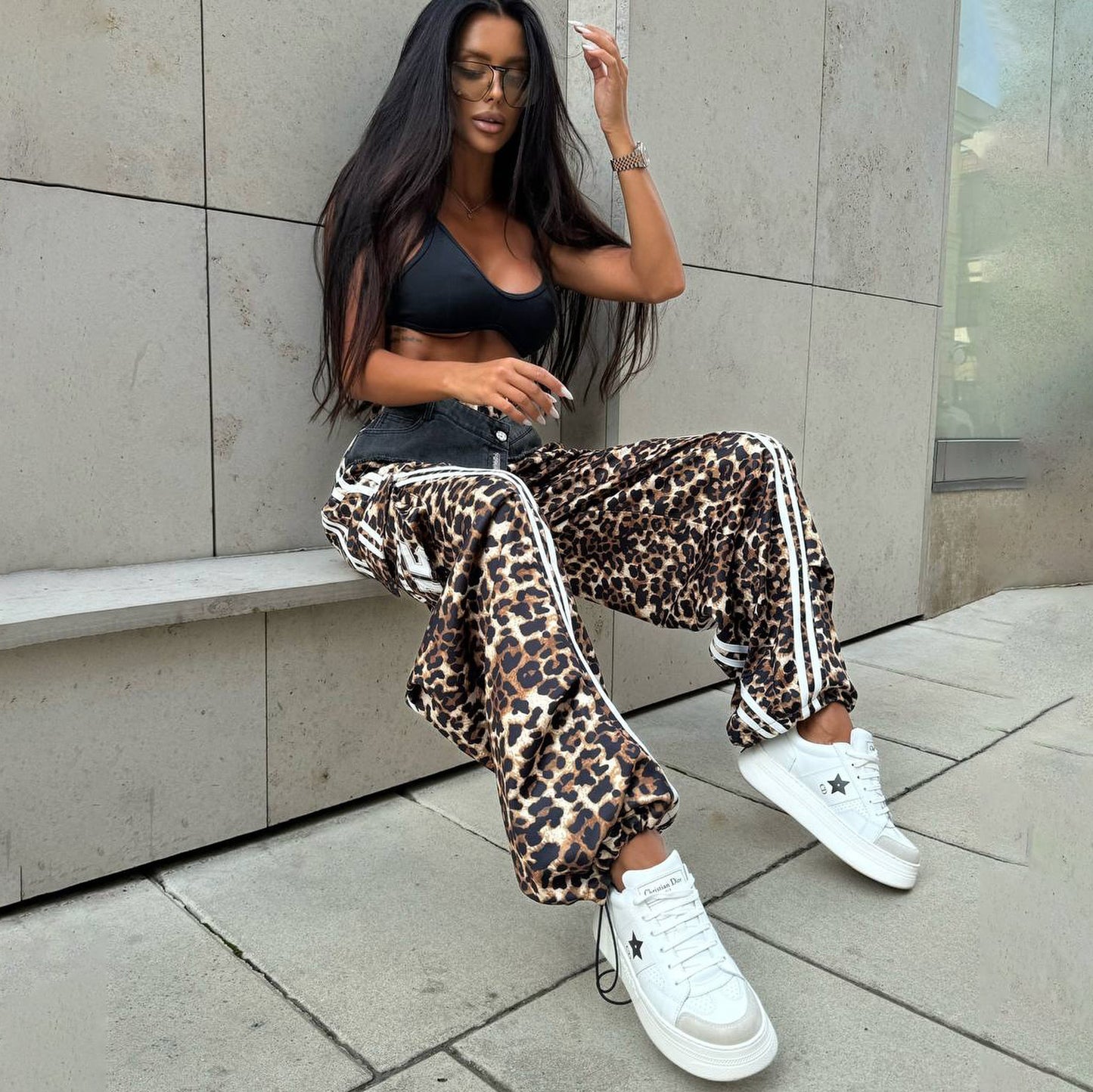 LADIES CASUAL PANTS LEOPARD (SIZE S - L)