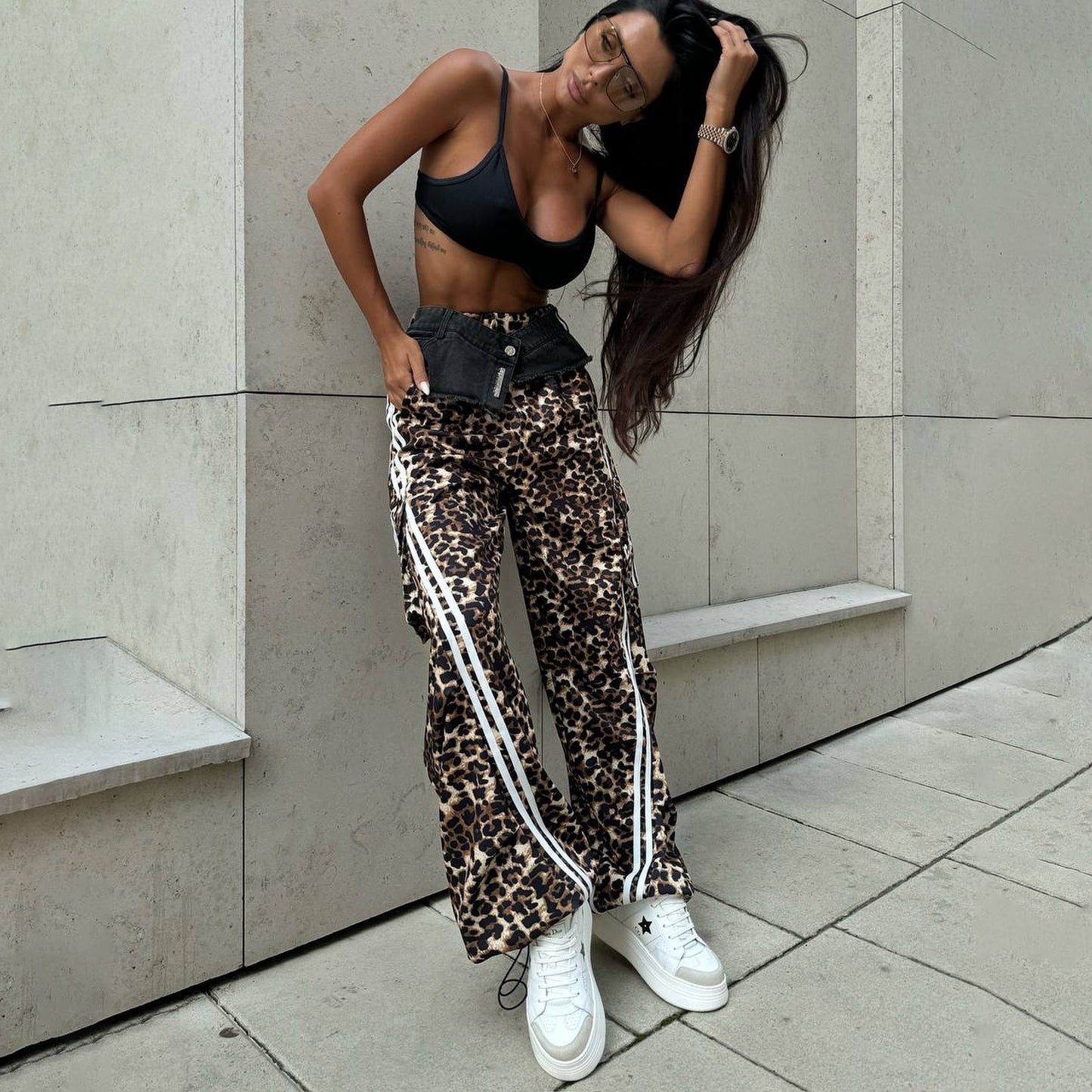 LADIES CASUAL PANTS LEOPARD (SIZE S - L)