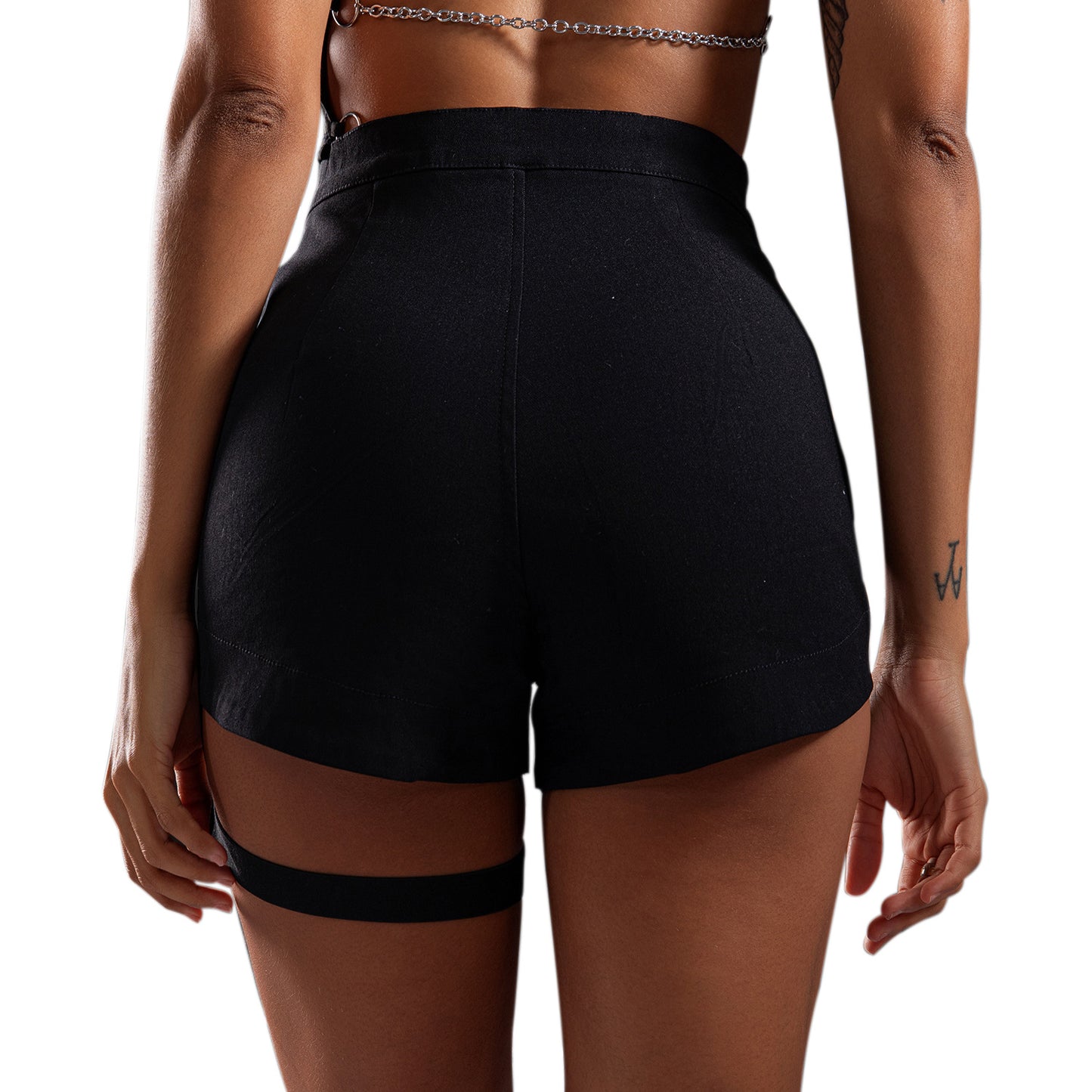 LADIES HIGH WAIST SHORTS BLACK (SIZE S - XL)