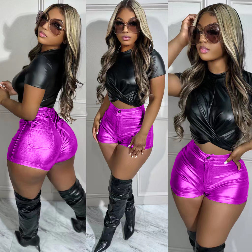 LADIES SEXY SHORTS 8 DIFFERENT METALLIC COLOURS (SIZE S / M / L / XL / 2XL)