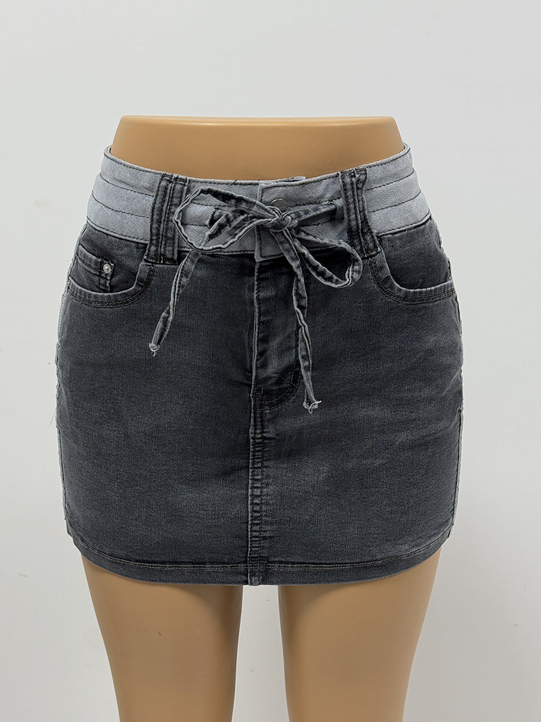 LADIES DENIM SKORTS DARK GRAY (SIZE S - 2XL)