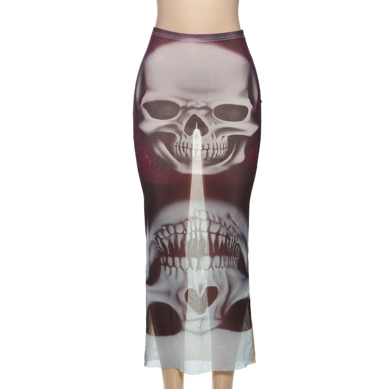 LADIES LONG SKIRT PRINTED (SIZE S - L)