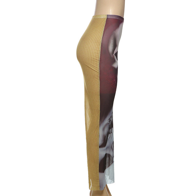 LADIES LONG SKIRT PRINTED (SIZE S - L)