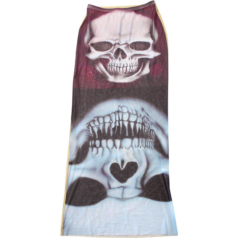 LADIES LONG SKIRT PRINTED (SIZE S - L)