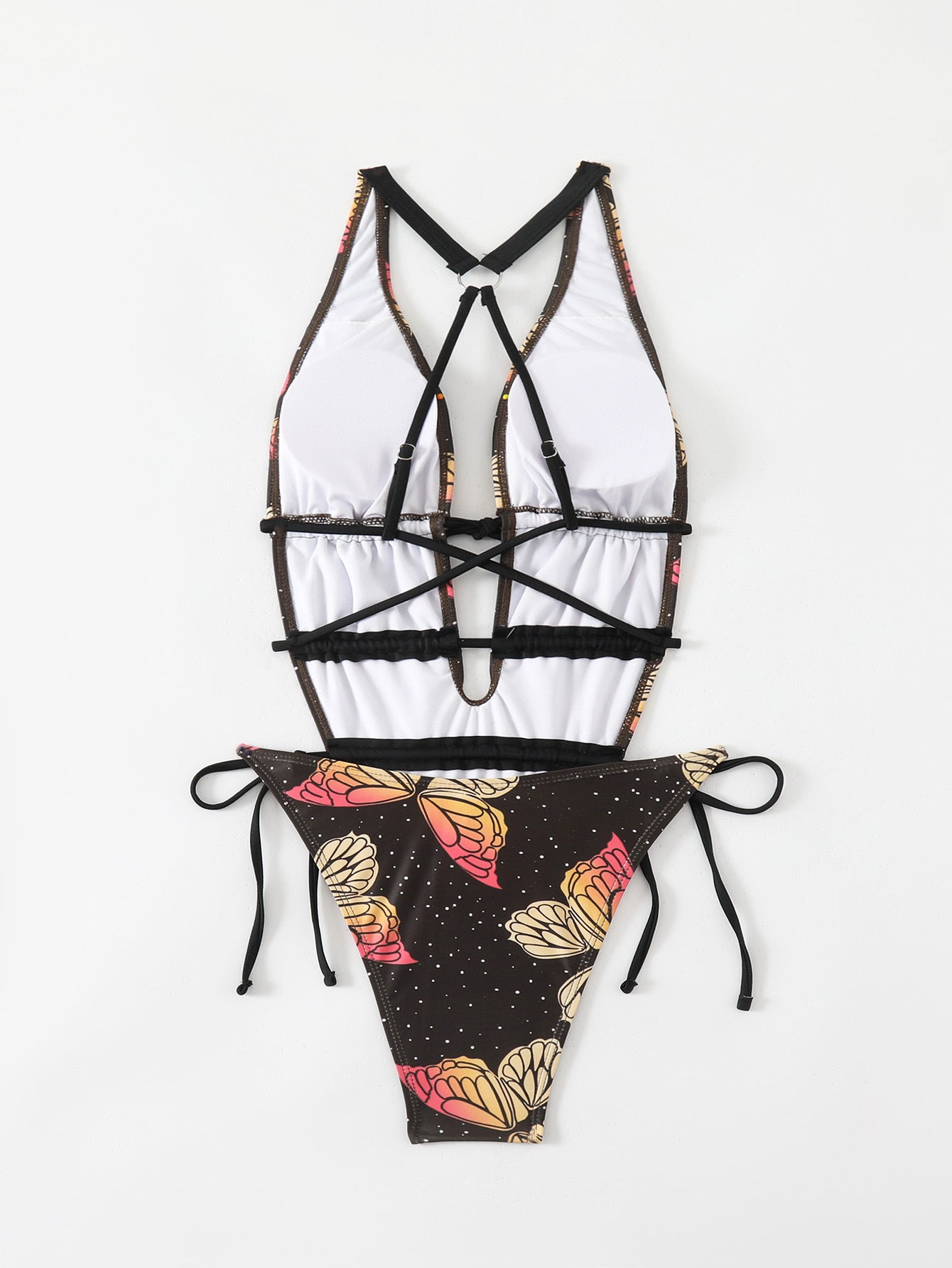 LADIES ONE PIECE SWIMSUIT BLACK MULTI COLOUR (SIZE S - L)