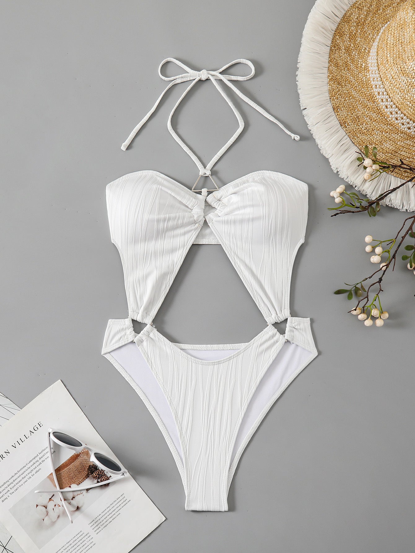 LADIES ONE PIECE SWIMSUIT WHITE (SIZE S - L)