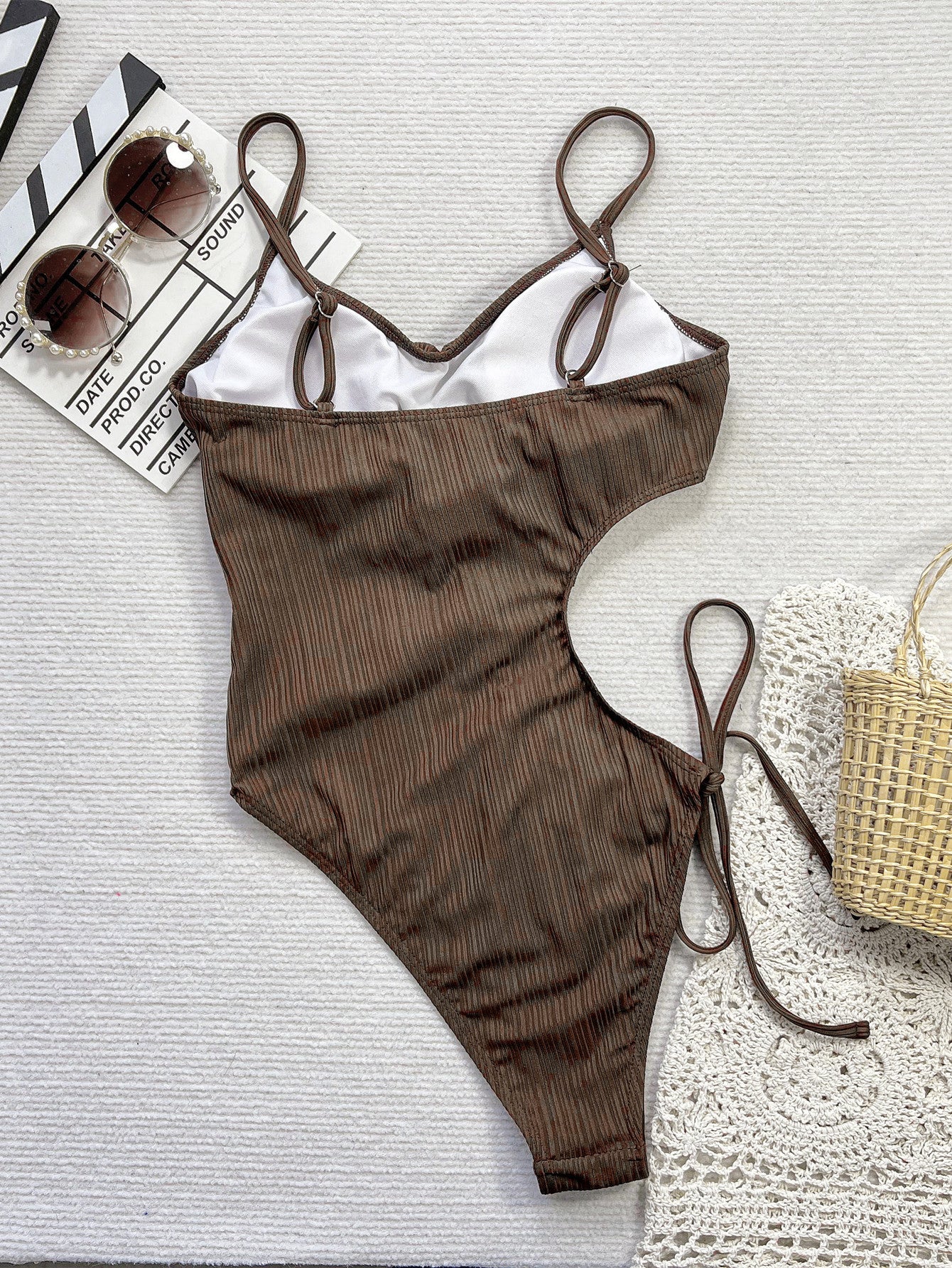 LADIES ONE PIECE SWIMSUIT BROWN (SIZE S - L)