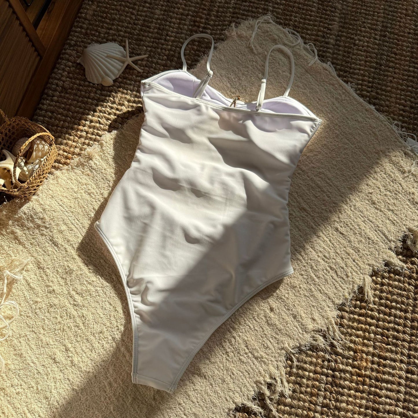 LADIES ONE PIECE SWIMSUIT WHITE / BLACK (SIZE S - L)