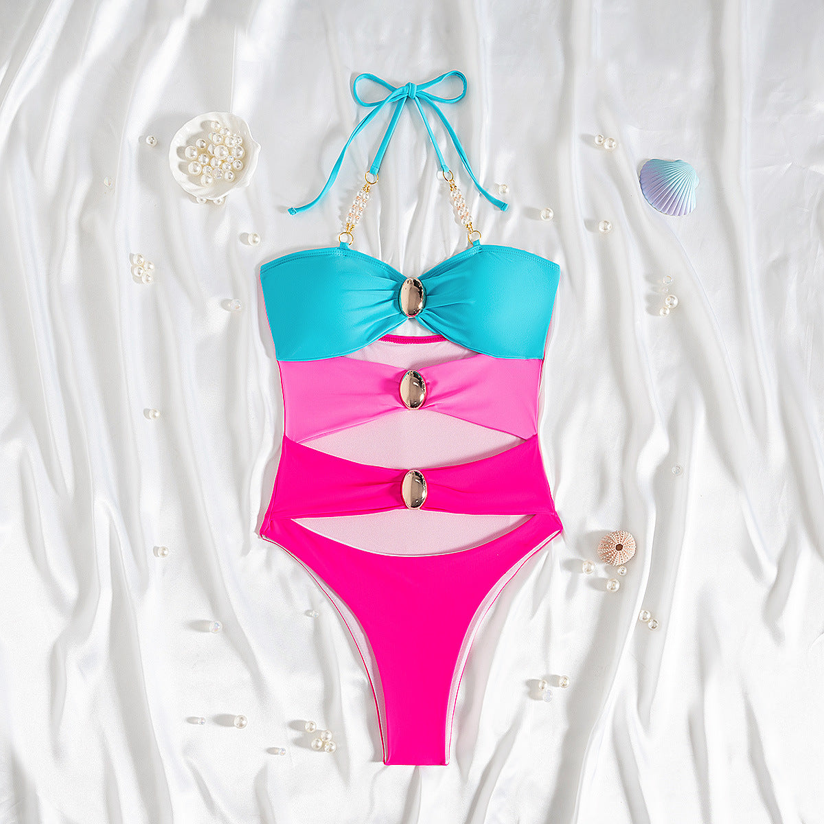 LADIES ONE PIECE SWIMSUIT PINK (SIZE S - L)