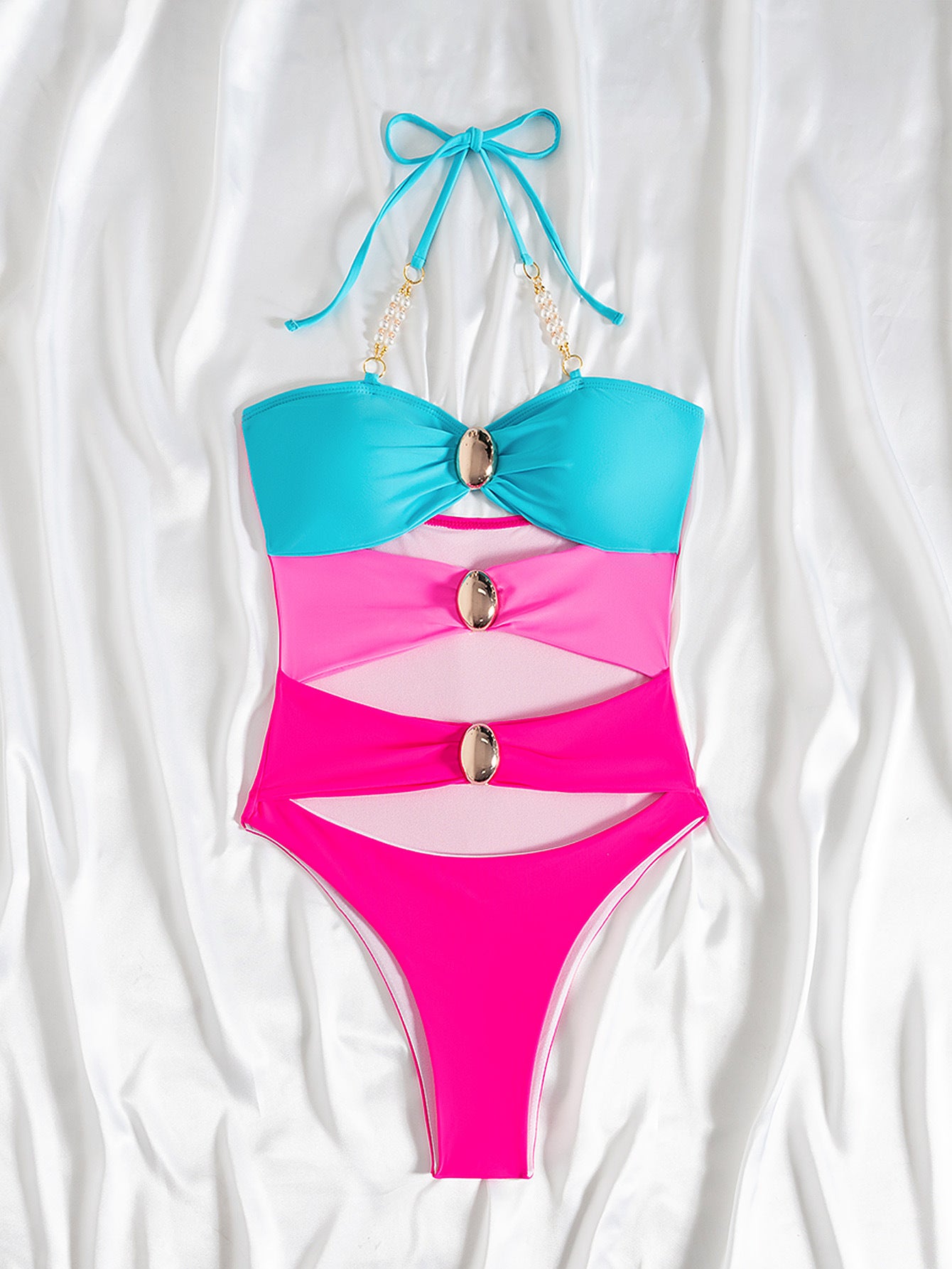 LADIES ONE PIECE SWIMSUIT PINK (SIZE S - L)