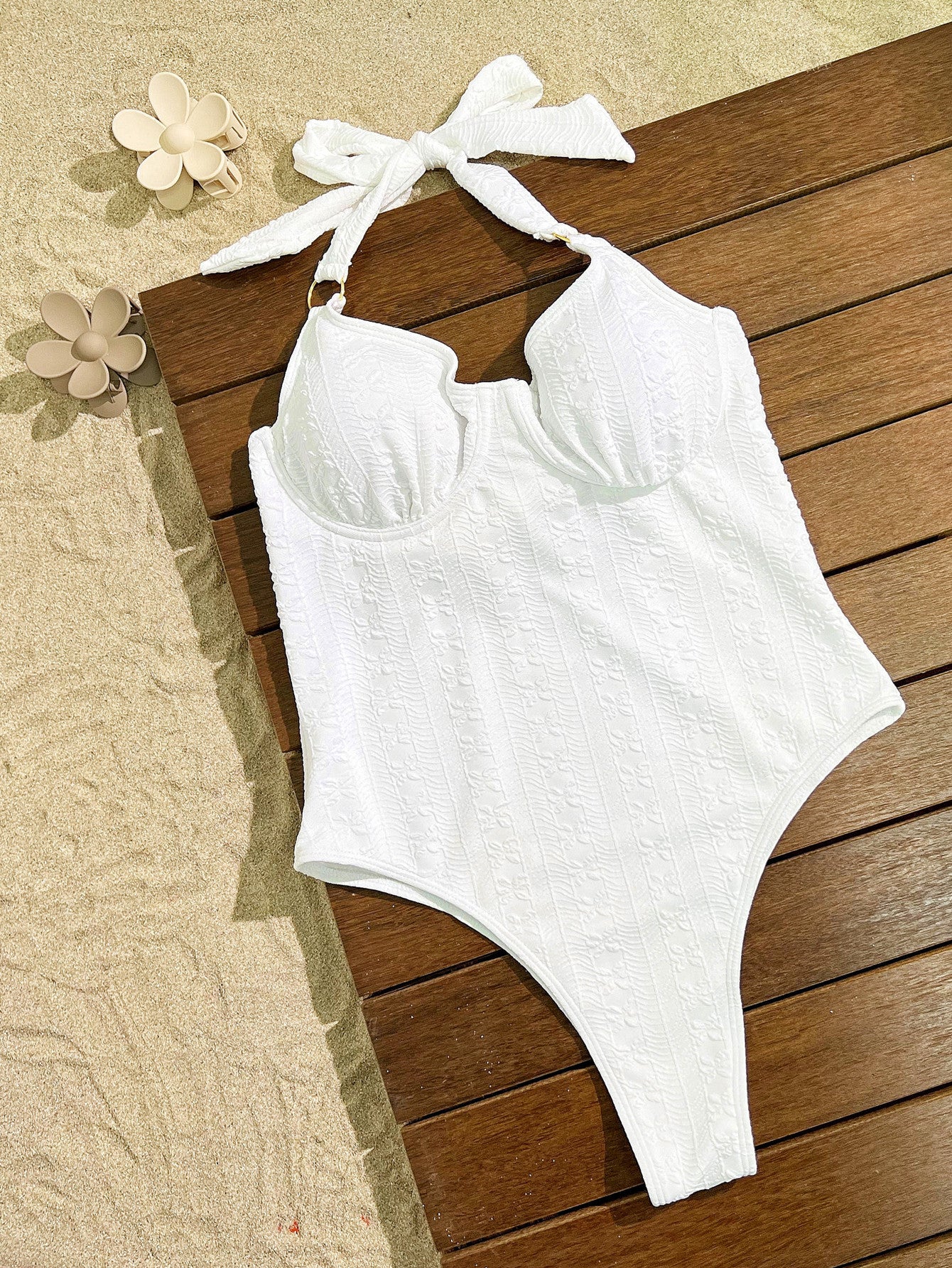 LADIES ONE PIECE SWIMSUIT WHITE (SIZE S - L)