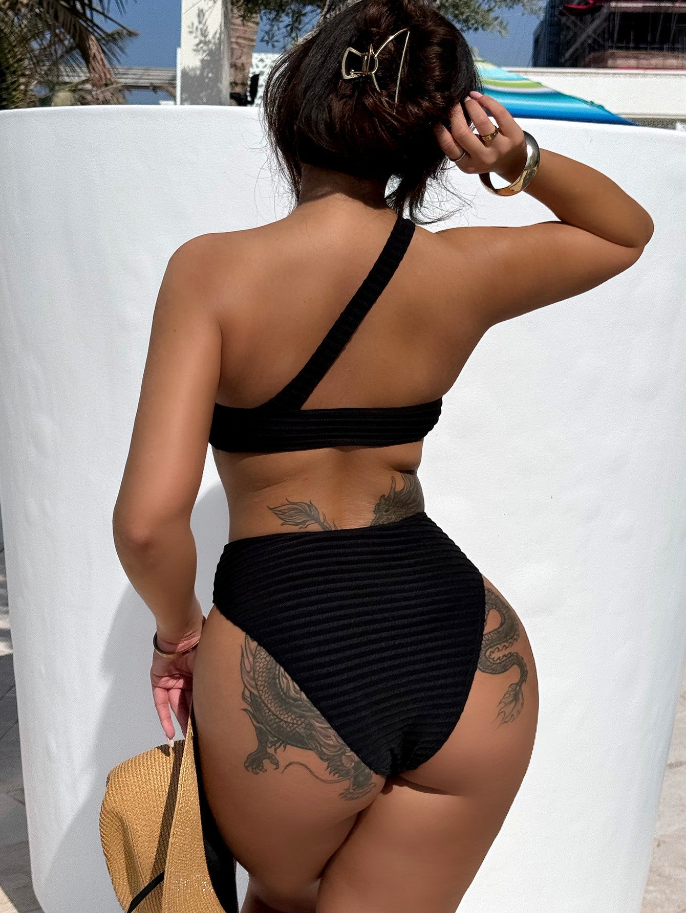 LADIES ONE PIECE SWIMSUIT BLACK (SIZE S - L)