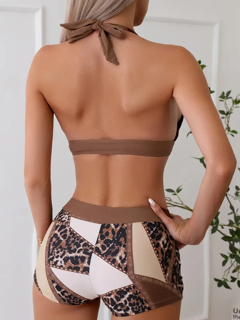 LADIES TWO PIECE SWIMWEAR BROWN (SIZE S - 2XL)