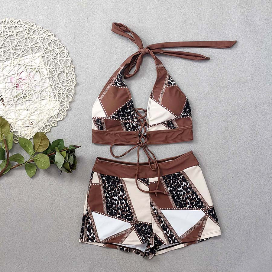 LADIES TWO PIECE SWIMWEAR BROWN (SIZE S - 2XL)