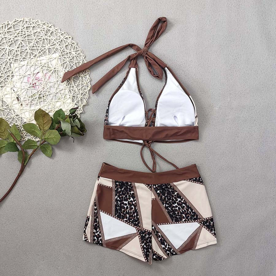 LADIES TWO PIECE SWIMWEAR BROWN (SIZE S - 2XL)