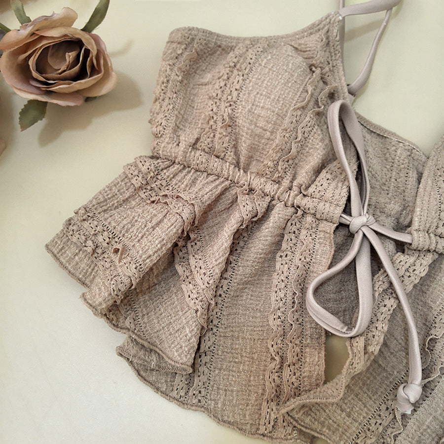 LADIES TWO PIECE BIKINI SWIMWEAR KHAKI-BEIGE (SIZE S - XL)