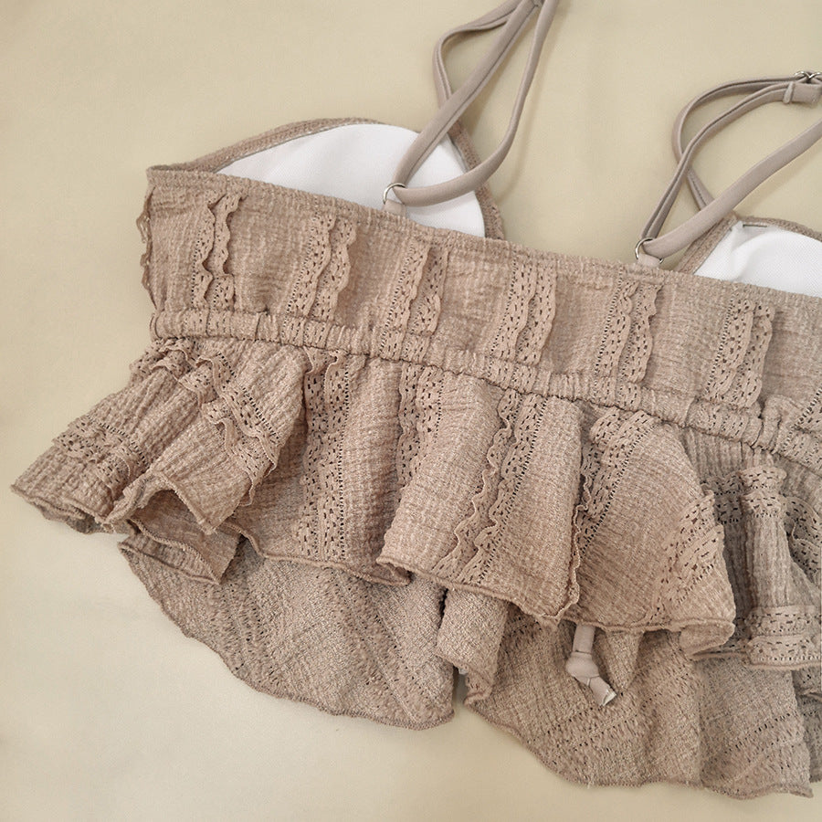 LADIES TWO PIECE BIKINI SWIMWEAR KHAKI-BEIGE (SIZE S - XL)