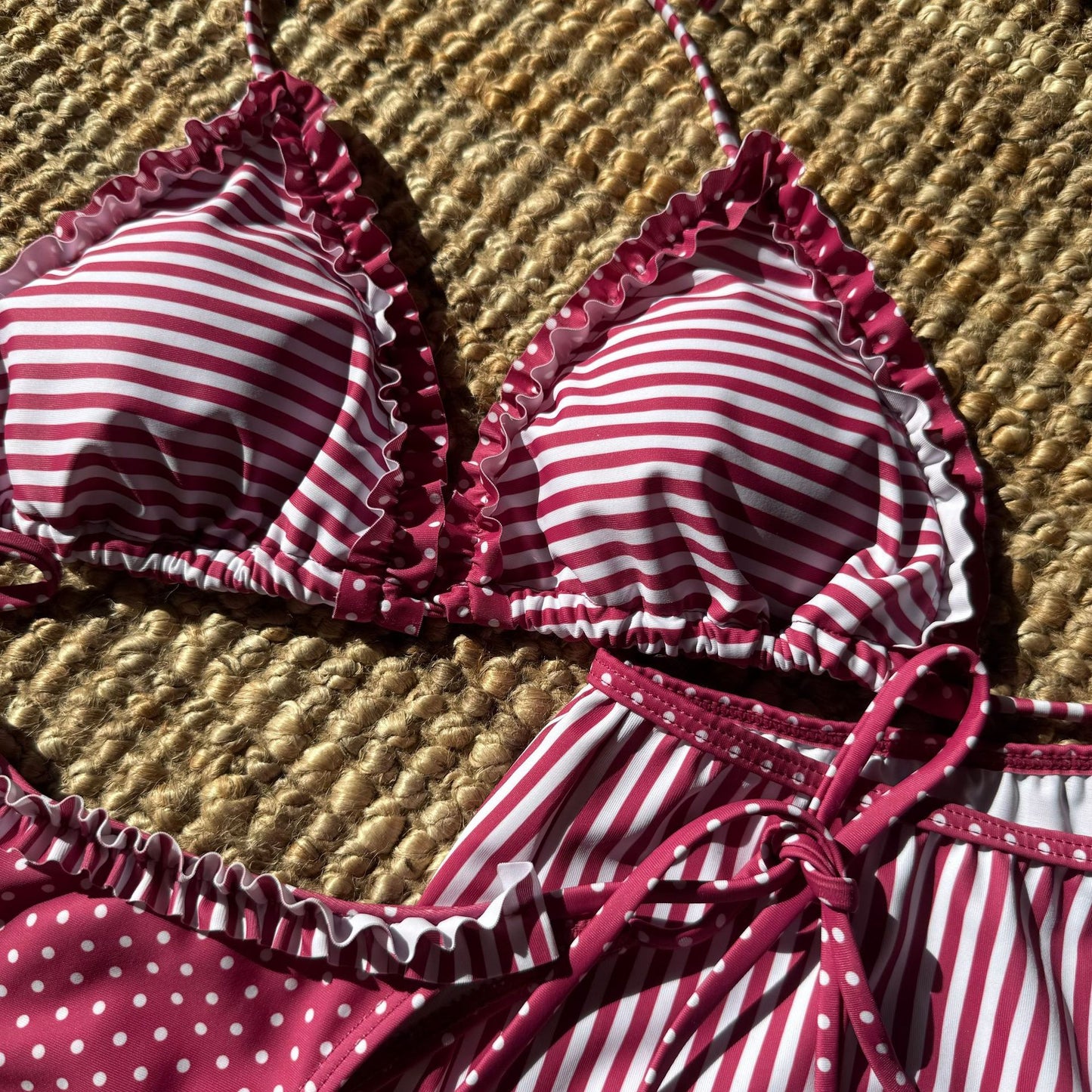 LADIES THREE PIECE BIKINI BEACHWEAR SET BLUE / BLACK / RED (SIZE S - L)