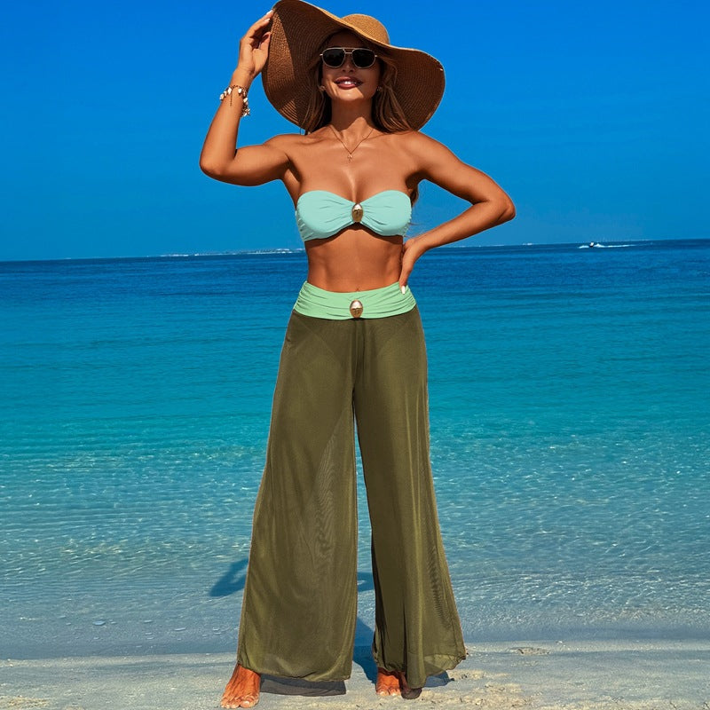LADIES THREE PIECE BIKINI BEACHWEAR SET 6 DIFFERENT COLOURS (SIZE S - XL)