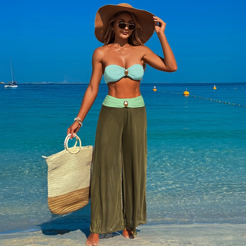 LADIES THREE PIECE BIKINI BEACHWEAR SET 6 DIFFERENT COLOURS (SIZE S - XL)