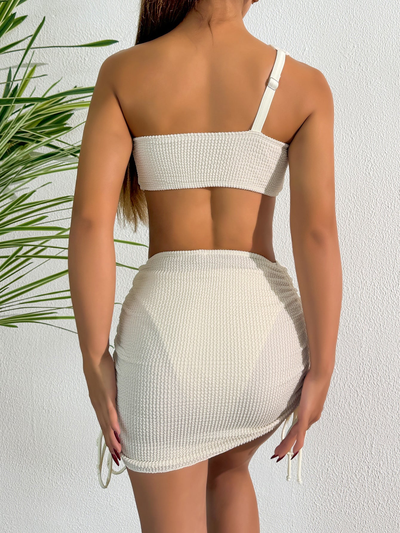 LADIES THREE PIECE BIKINI BEACHWEAR SET WHITE (SIZE S - XL)