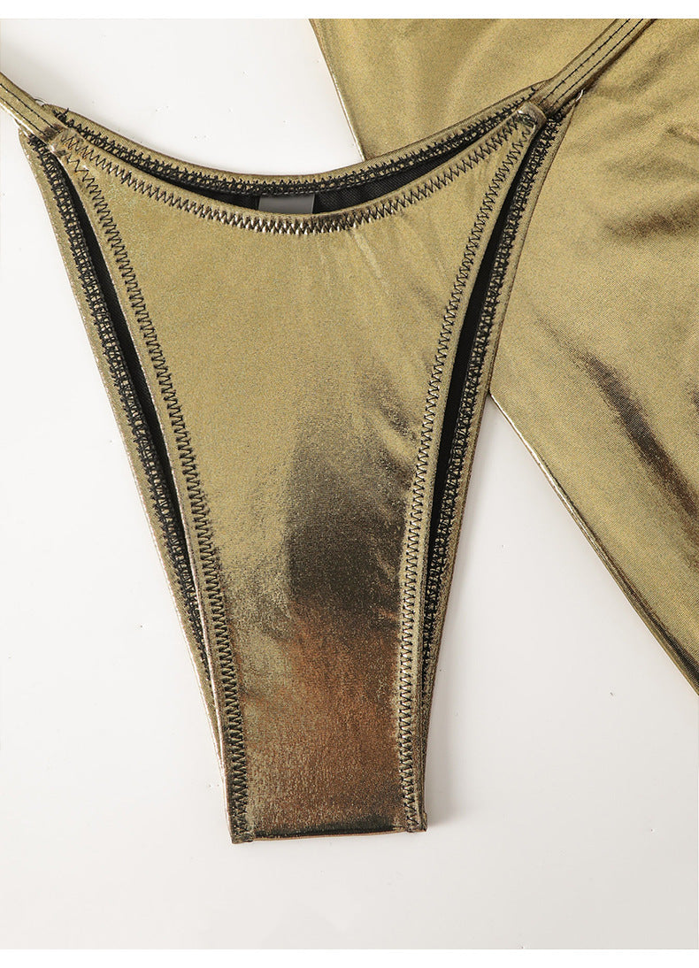 LADIES THREE PIECE BIKINI SWIMWEAR SET GOLD (SIZE S - L)