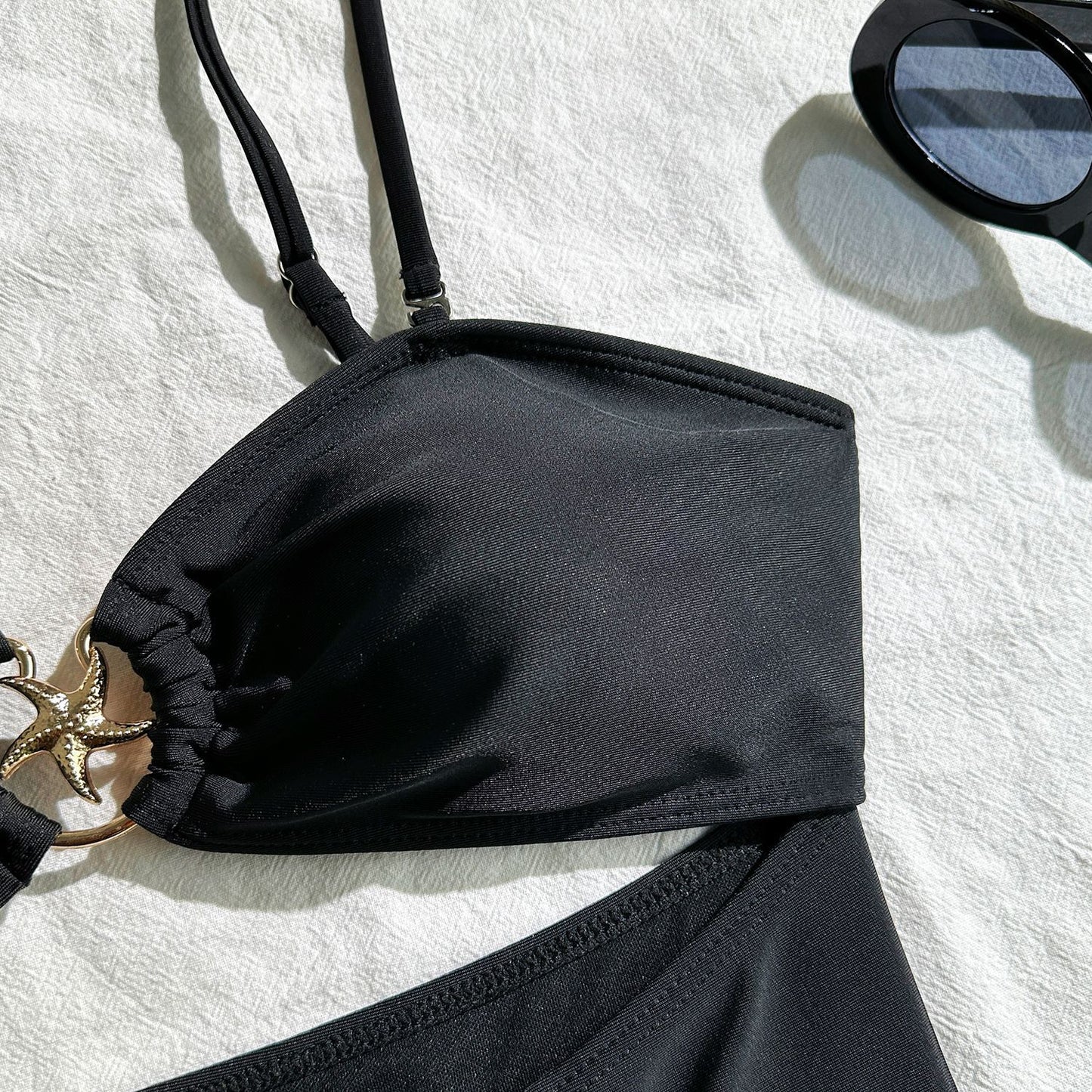LADIES TWO PIECE BIKINI BEACHWEAR SWIMWEAR SET WHITE / BLACK (SIZE S - L)