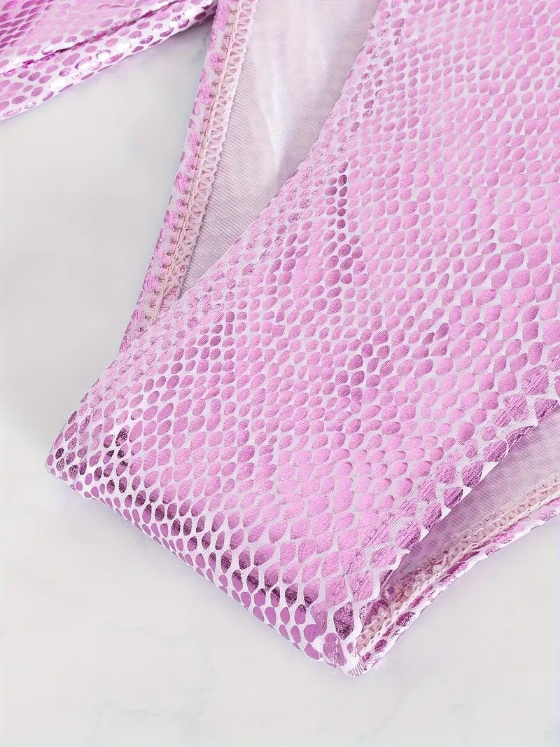 LADIES THREE PIECE BIKINI SWIMWEAR SET PINK (SIZE S - L)