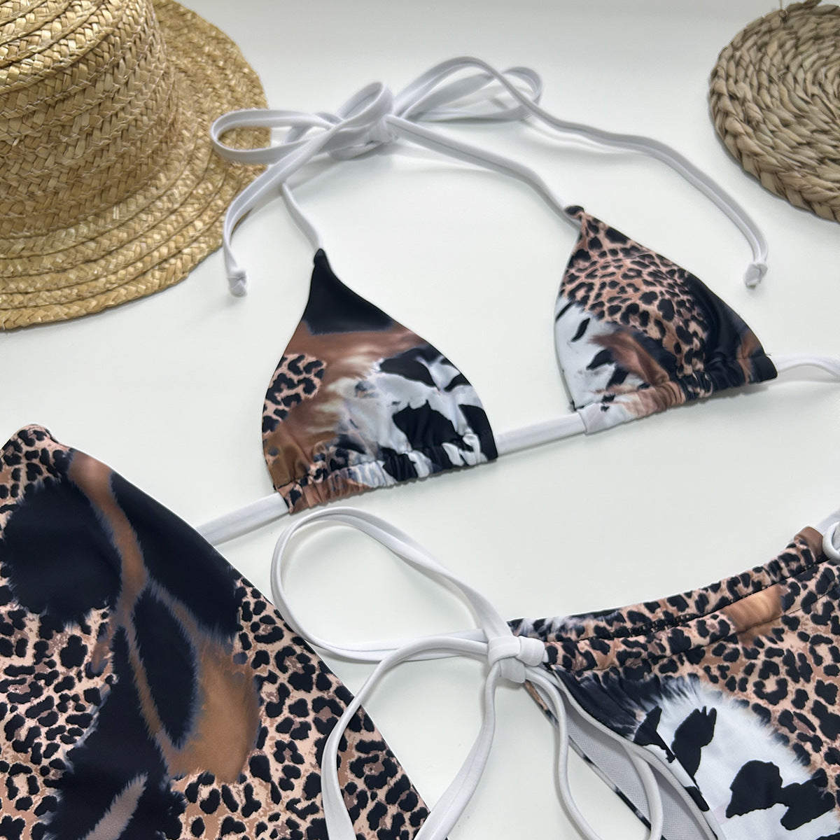 LADIES THREE PIECE BIKINI SET LEOPARD (SIZE S - L)