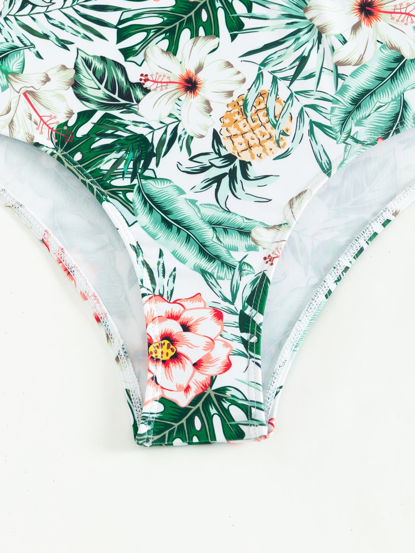LADIES THREE PIECE BIKINI BEACHWEAR SWIMWEAR SET WHITE-GREEN (SIZE S - XL)