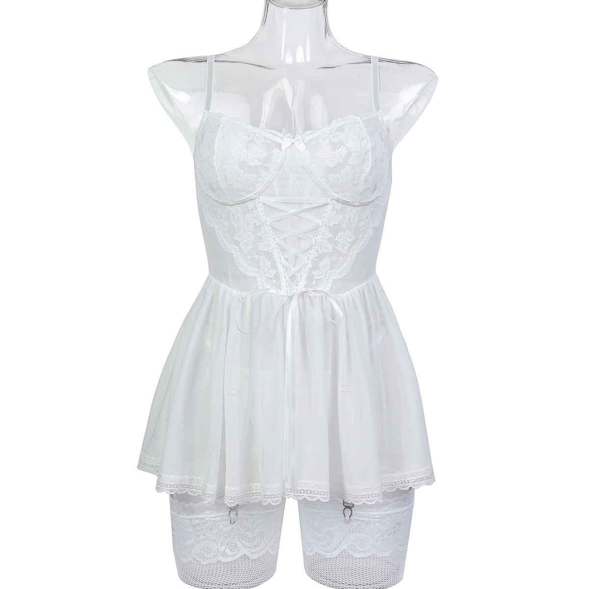 LADIES THREE PIECE LINGERIE SET WHITE (SIZE S - L)