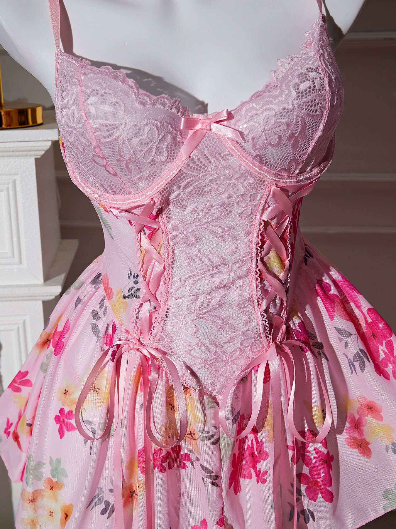 LADIES SEXY NIGHTWEAR LINGERIE SET PINK (SIZE S - XL)