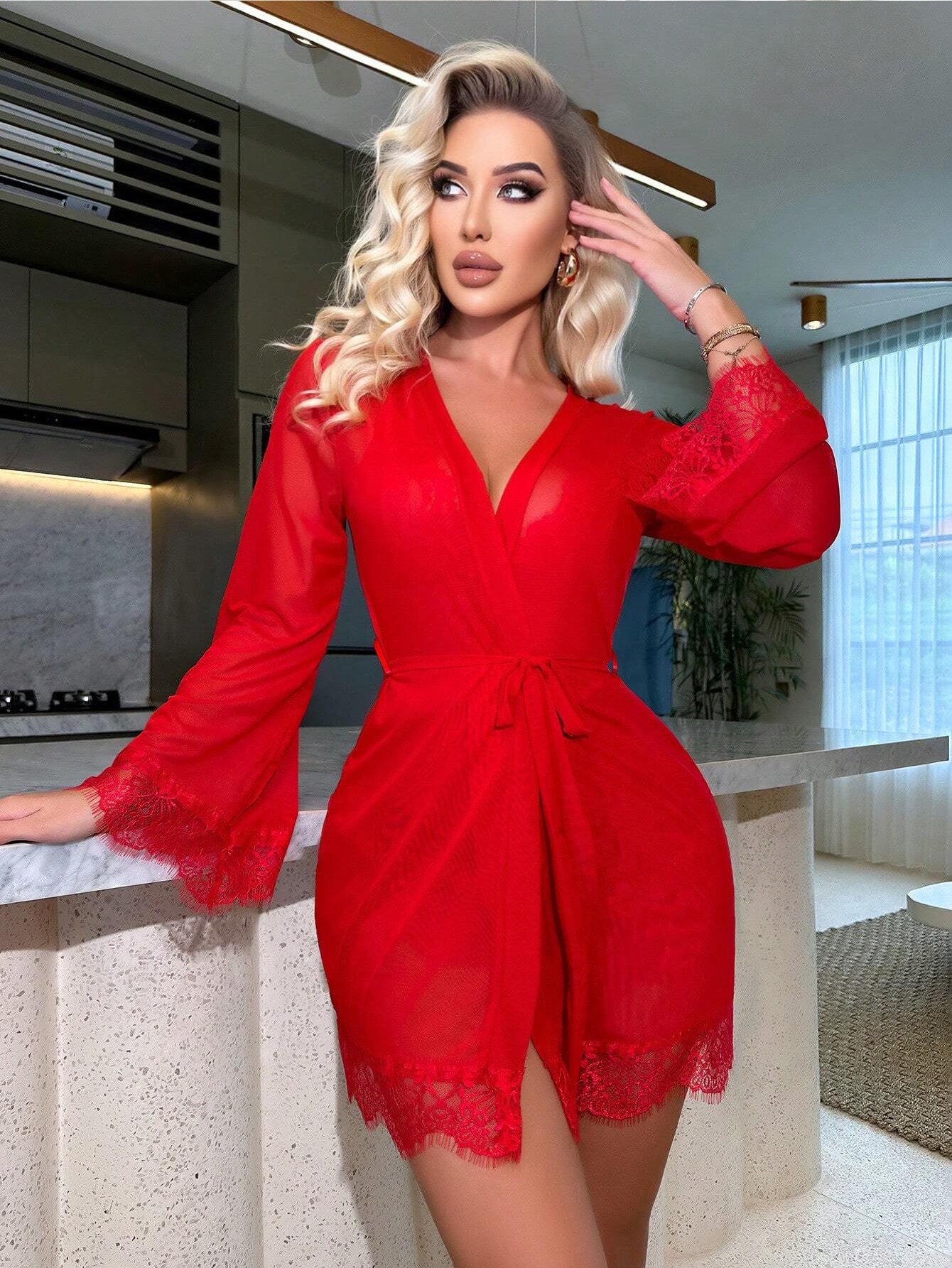 LADIES SEXY NIGHTWEAR LINGERIE SET RED (SIZE S - 2XL)