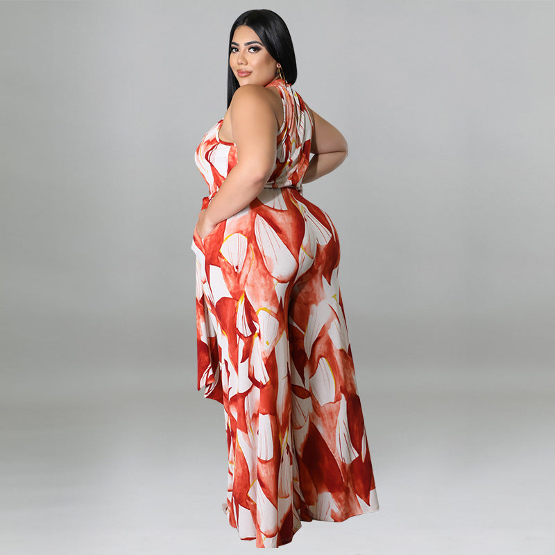 LADIES PLUS SIZE CASUAL JUMPSUIT ORANGE / PURPLE / BLUE / GREEN (SIZE XL - 5XL)