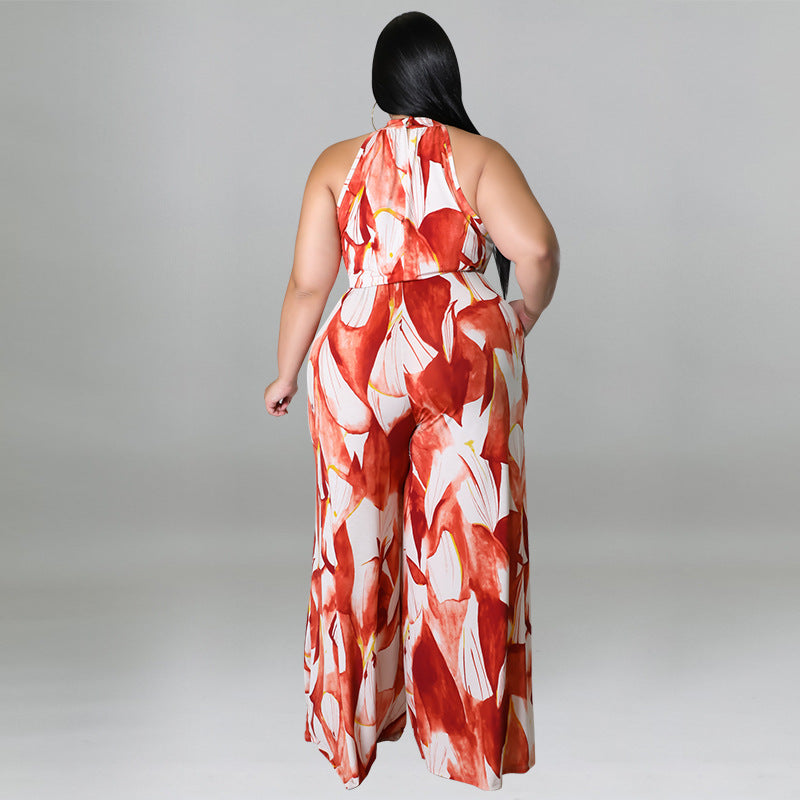 LADIES PLUS SIZE CASUAL JUMPSUIT ORANGE / PURPLE / BLUE / GREEN (SIZE XL - 5XL)
