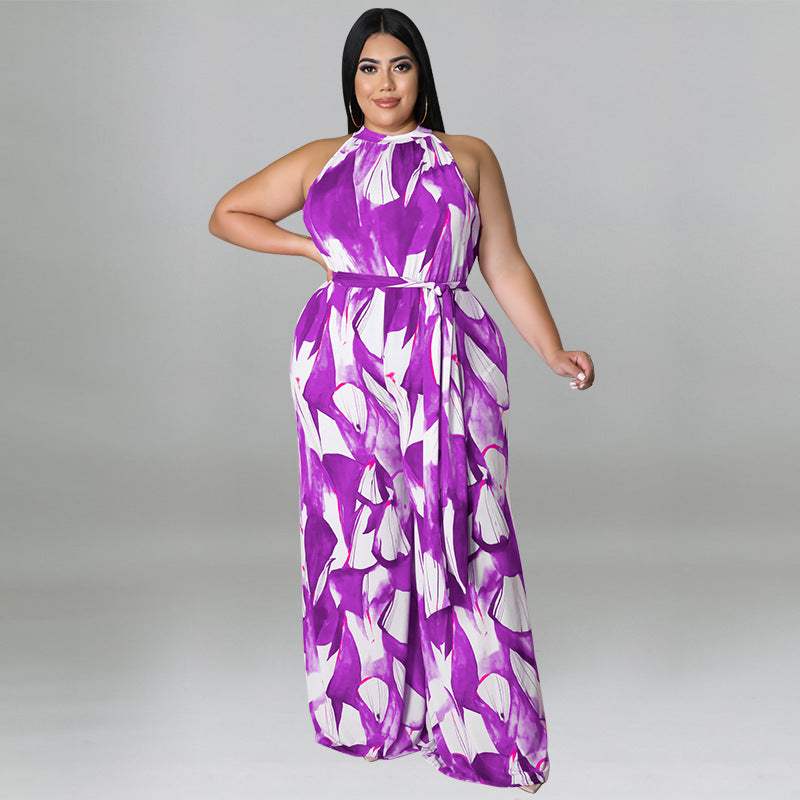 LADIES PLUS SIZE CASUAL JUMPSUIT ORANGE / PURPLE / BLUE / GREEN (SIZE XL - 5XL)
