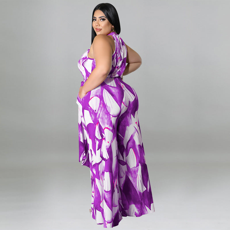 LADIES PLUS SIZE CASUAL JUMPSUIT ORANGE / PURPLE / BLUE / GREEN (SIZE XL - 5XL)