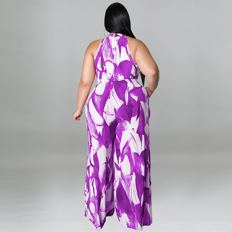 LADIES PLUS SIZE CASUAL JUMPSUIT ORANGE / PURPLE / BLUE / GREEN (SIZE XL - 5XL)