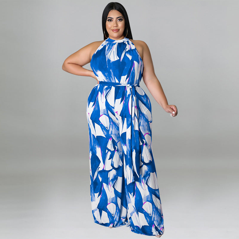 LADIES PLUS SIZE CASUAL JUMPSUIT ORANGE / PURPLE / BLUE / GREEN (SIZE XL - 5XL)