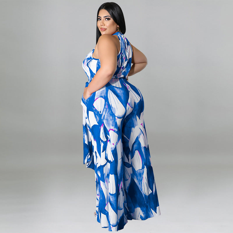 LADIES PLUS SIZE CASUAL JUMPSUIT ORANGE / PURPLE / BLUE / GREEN (SIZE XL - 5XL)
