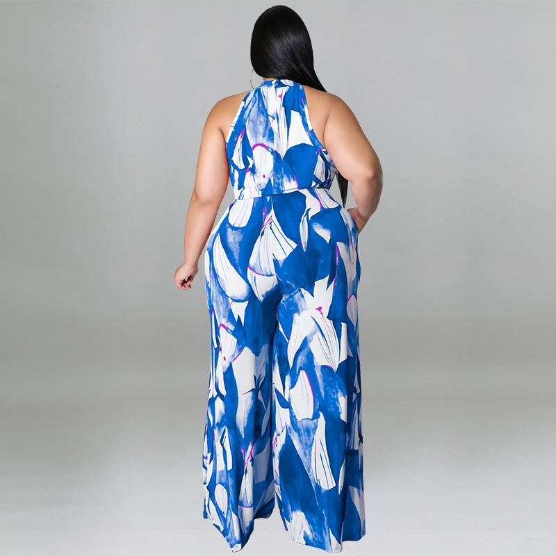 LADIES PLUS SIZE CASUAL JUMPSUIT ORANGE / PURPLE / BLUE / GREEN (SIZE XL - 5XL)