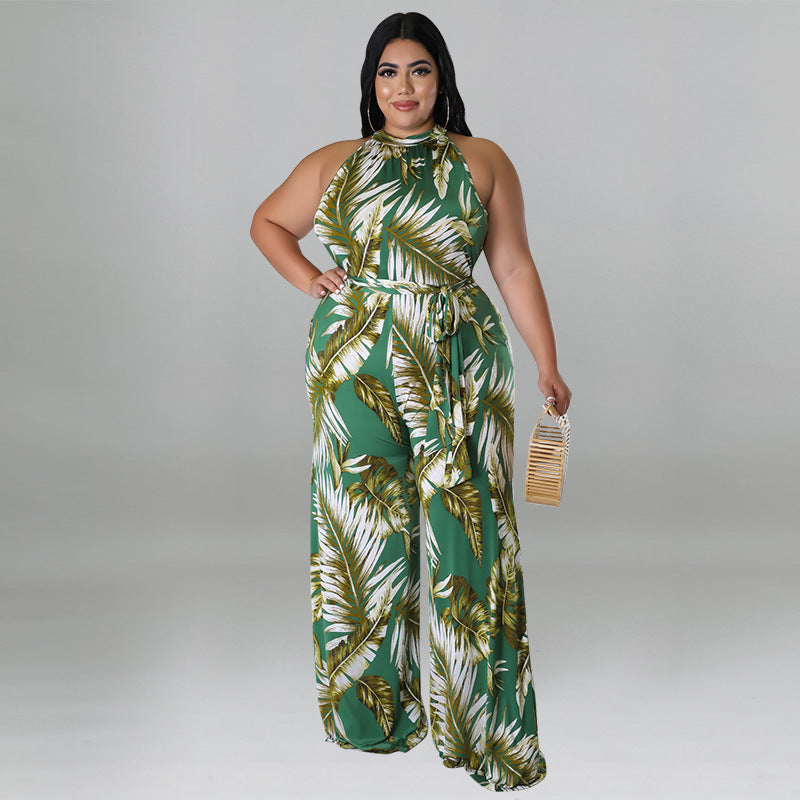 LADIES PLUS SIZE CASUAL JUMPSUIT ORANGE / PURPLE / BLUE / GREEN (SIZE XL - 5XL)