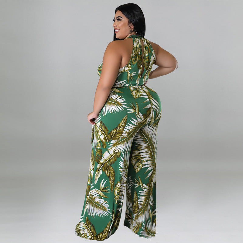 LADIES PLUS SIZE CASUAL JUMPSUIT ORANGE / PURPLE / BLUE / GREEN (SIZE XL - 5XL)