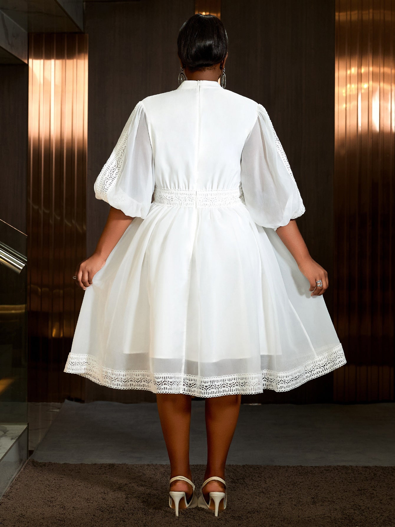 LADIES PLUS SIZE DRESS WHITE (SIZE XL - 4XL)